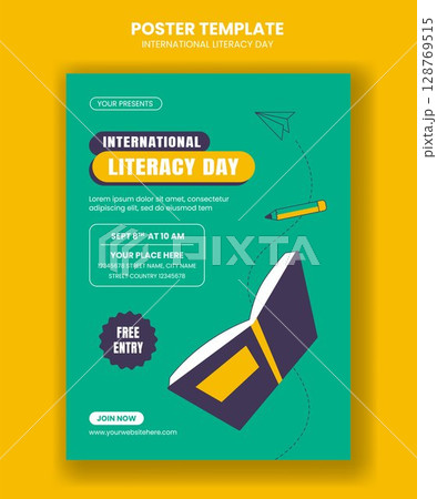 World Literacy Day Illustration Featuring Books and Education in Flat Style Vertical Poster World Literacy Day Illustration Featuring Books and Education in Flat Style Vertical Poster 128769515
