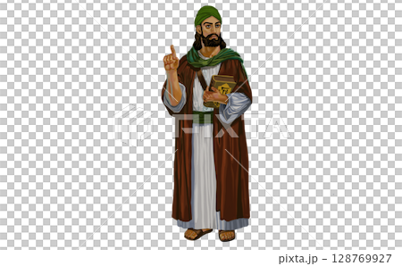 コーランを片手にイスラム教を説くムハンマド 128769927