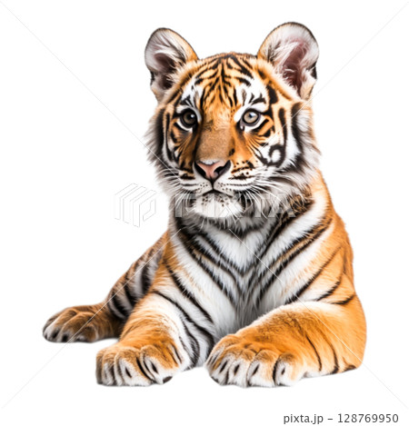 Majestic Tiger Portrait Captured in Detail with Striking Features and Expressions 128769950