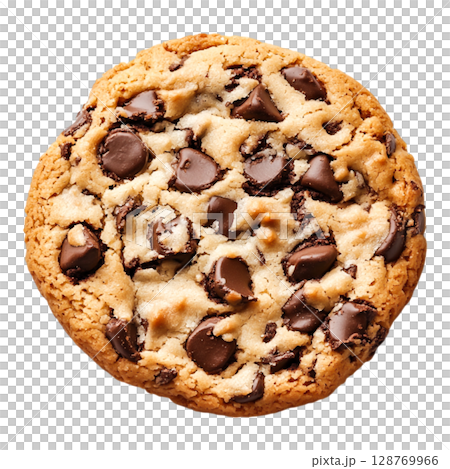 Freshly Baked Chocolate Chip Cookie with Melted Chocolate in a Soft Texture Freshly Baked Chocolate Chip Cookie with Melted Chocolate in a Soft Texture 128769966