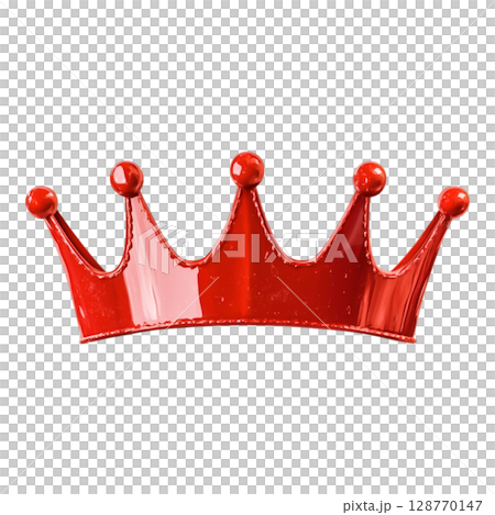 Shiny Red Crown with Smooth Surface Ideal for Royalty or Celebration Themes 128770147
