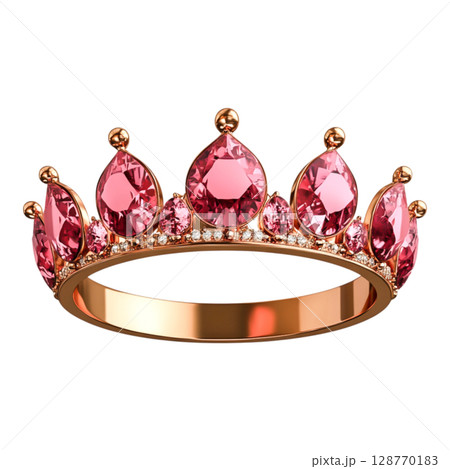 Elegant Pink Crown with Sparkling Gemstones on a Bright Background 128770183