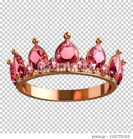 Elegant Pink Crown with Sparkling Gemstones on a Bright Background 128770183