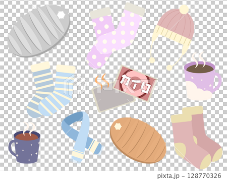 寒い日にぴったり！もこもこ靴下や湯たんぽの防寒グッズセット 128770326