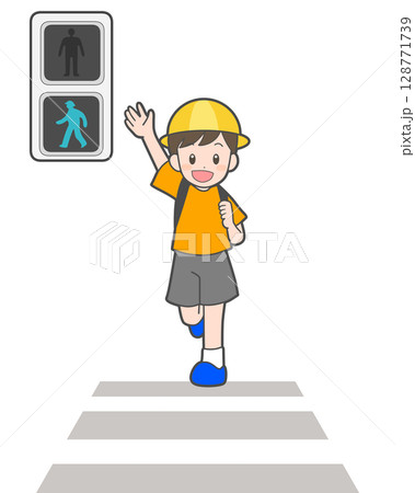 横断歩道を渡る男の子 128771739
