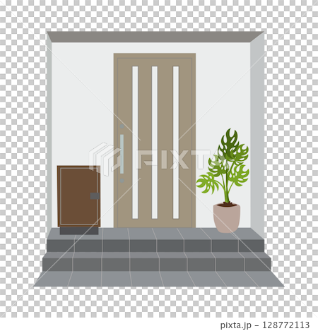 日本住宅入口處配有送貨箱插圖素材 日本住宅入口處配有送貨箱插圖素材 128772113