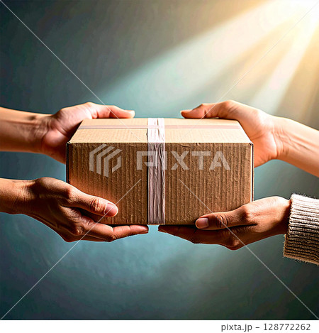 delivery box, parcel box, cardboard box, shipping box, package box, taped box, large box, small box, kraft box, folding box, corrugated box, box with handle, paper box, box tape, sealed box, shipping  128772262