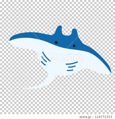 マンタのかわいいイラスト素材 128772353