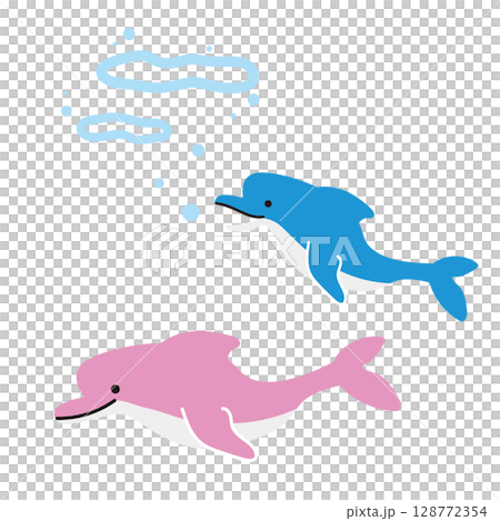 游泳的海豚的插圖 128772354