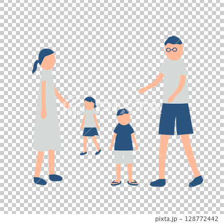夏を過ごす家族のイラスト 128772442