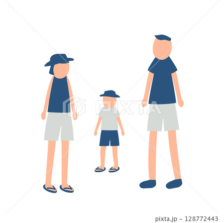 夏を過ごす家族のイラスト 128772443