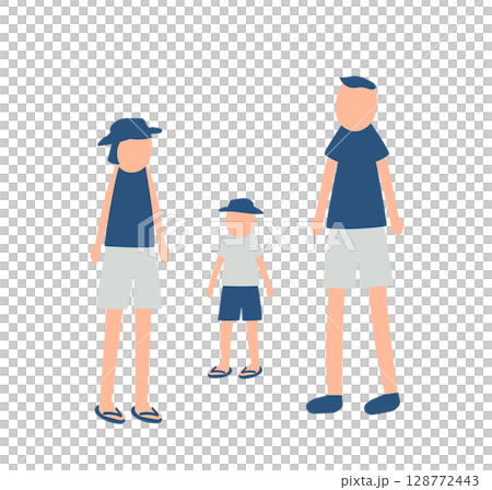夏を過ごす家族のイラスト 128772443
