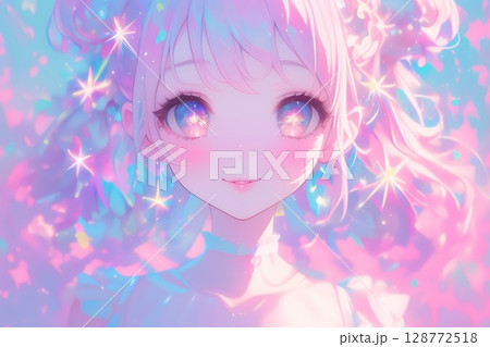 カラフルなドレスを着た少女 128772518