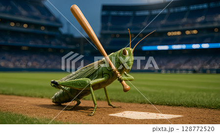 バッタがバッター!?まさにバッタものではなかった瞬間 バッタがバッター!?まさにバッタものではなかった瞬間 128772520