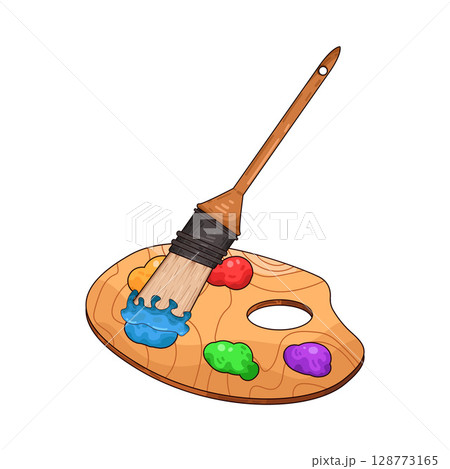 illustration of paint palette and paint brush illustration of paint palette and paint brush 128773165