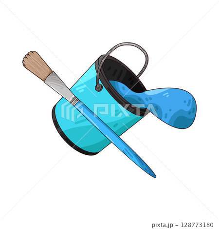 illustration of paint bucket and paint brush illustration of paint bucket and paint brush 128773180