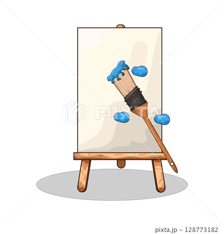 illustration of canvas and paint brush illustration of canvas and paint brush 128773182