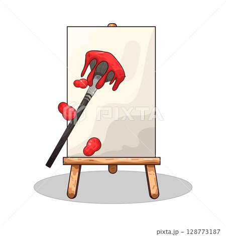 illustration of canvas and paint brush 128773187