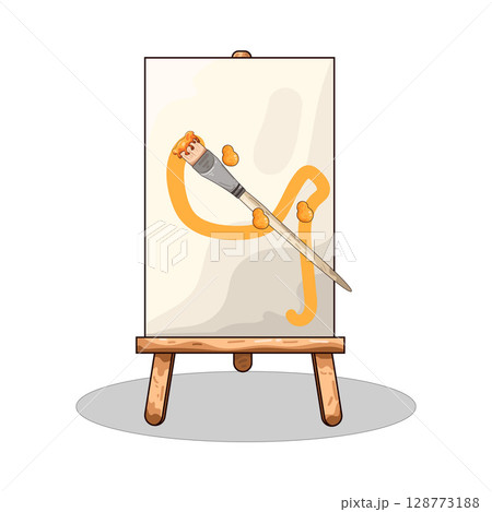 illustration of canvas and paint brush 128773188