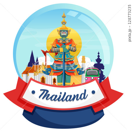 Vibrant Thai Culture in a Snow Globe Illustration Vibrant Thai Culture in a Snow Globe Illustration 128773235