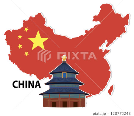 China Map with Temple of Heaven Illustration 128773248
