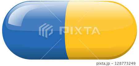 Blue and Yellow Capsule Pill Vector Illustration 128773249