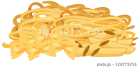 Assorted Uncooked Pasta Types Vector Illustration 128773250