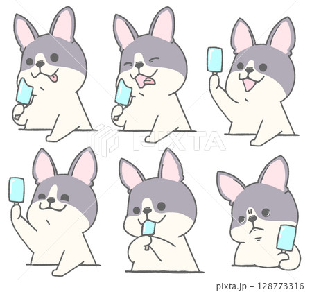 アイスとフレンチブルドッグ6種(パイド) 128773316