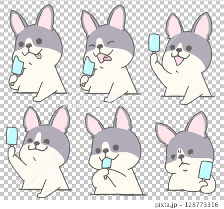 アイスとフレンチブルドッグ6種(パイド) 128773316