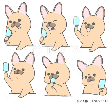 アイスとフレンチブルドッグ6種(茶色) 128773318