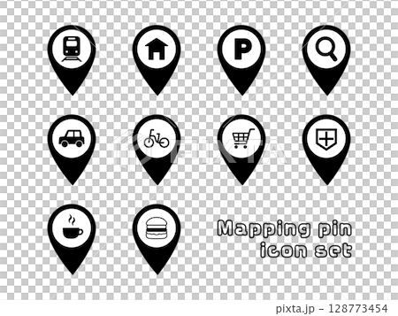 Illustration set of mapping pin icons indicating location Illustration set of mapping pin icons indicating location 128773454