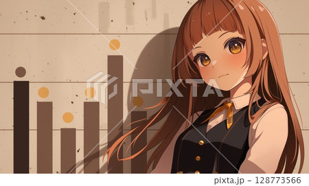 収支報告をするアニメ調の美少女 128773566