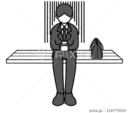 ベンチに座って落ち込む男性会社員 128773638