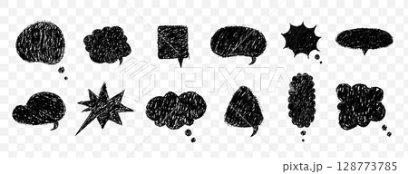 Speech Bubble collection with crayon texture. Vector chat balloons for comics or retro designs. Pencil Chalk Texture Message clouds Speech Bubble collection with crayon texture. Vector chat balloons for comics or retro designs. Pencil Chalk Texture Message clouds 128773785