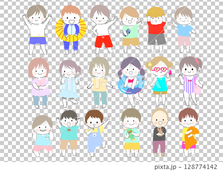 Cheerful simple children set 128774142