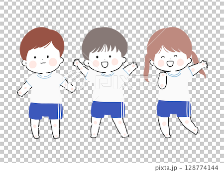 Gymnastics club children blue and white line 128774144
