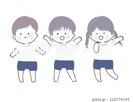 体操クラブの子ども紺 128774145