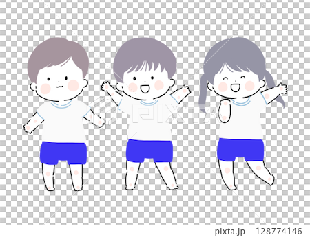 體操社兒童螢光藍 128774146