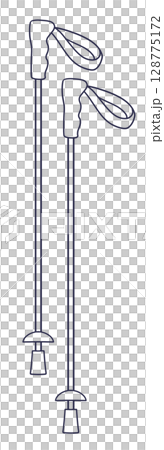 登山杖線描 128775172
