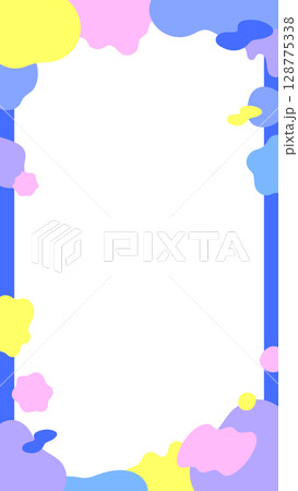 カラフルなウェーブ図形のフレーム カラフルなウェーブ図形のフレーム 128775338