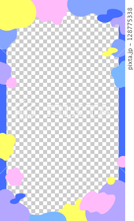 カラフルなウェーブ図形のフレーム カラフルなウェーブ図形のフレーム 128775338