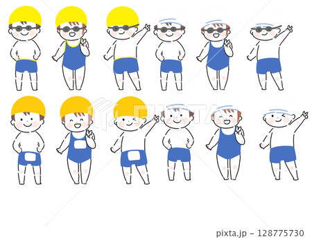 プールに通う子どもたちセット 128775730