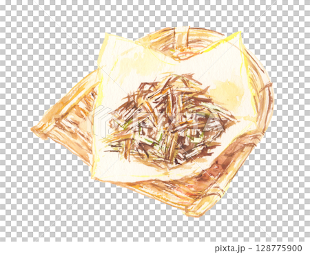 水彩畫的烤綠茶葉插圖 水彩畫的烤綠茶葉插圖 128775900