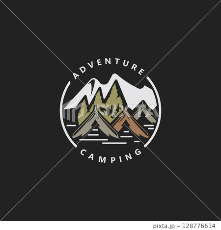 Camping tent logo Outdoor adventure vintage design emblem vector illustration Camping tent logo Outdoor adventure vintage design emblem vector illustration 128776614