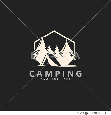 Camping tent logo Outdoor adventure vintage design emblem vector illustration 128776618