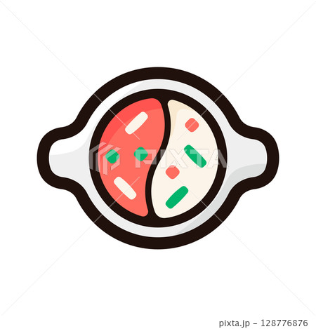 火鍋のイラストアイコン（中華料理・鍋料理・飲食メニュー素材） 128776876