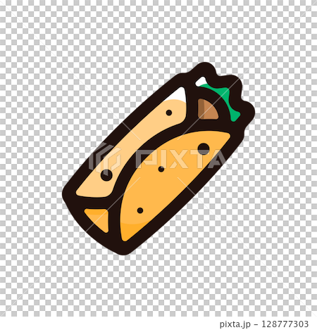 Burrito illustration icon (Mexican cuisine, fast food, food and drink menu material) 128777303
