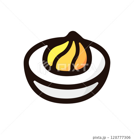 デビルド・エッグのイラストアイコン(オードブル・たまご料理・飲食メニュー素材) デビルド・エッグのイラストアイコン(オードブル・たまご料理・飲食メニュー素材) 128777306
