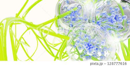 Abstract light 3d background with green slime and liquid transparent drops with blue water bubbles. Virus or bacteria with disease cells. Toxic stretches mucus, radioactive design. 3D illustration Abstract light 3d background with green slime and liquid transparent drops with blue water bubbles. Virus or bacteria with disease cells. Toxic stretches mucus, radioactive design. 3D illustration 128777616