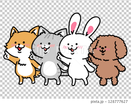 あれ見て！何かを指差す動物達 128777627